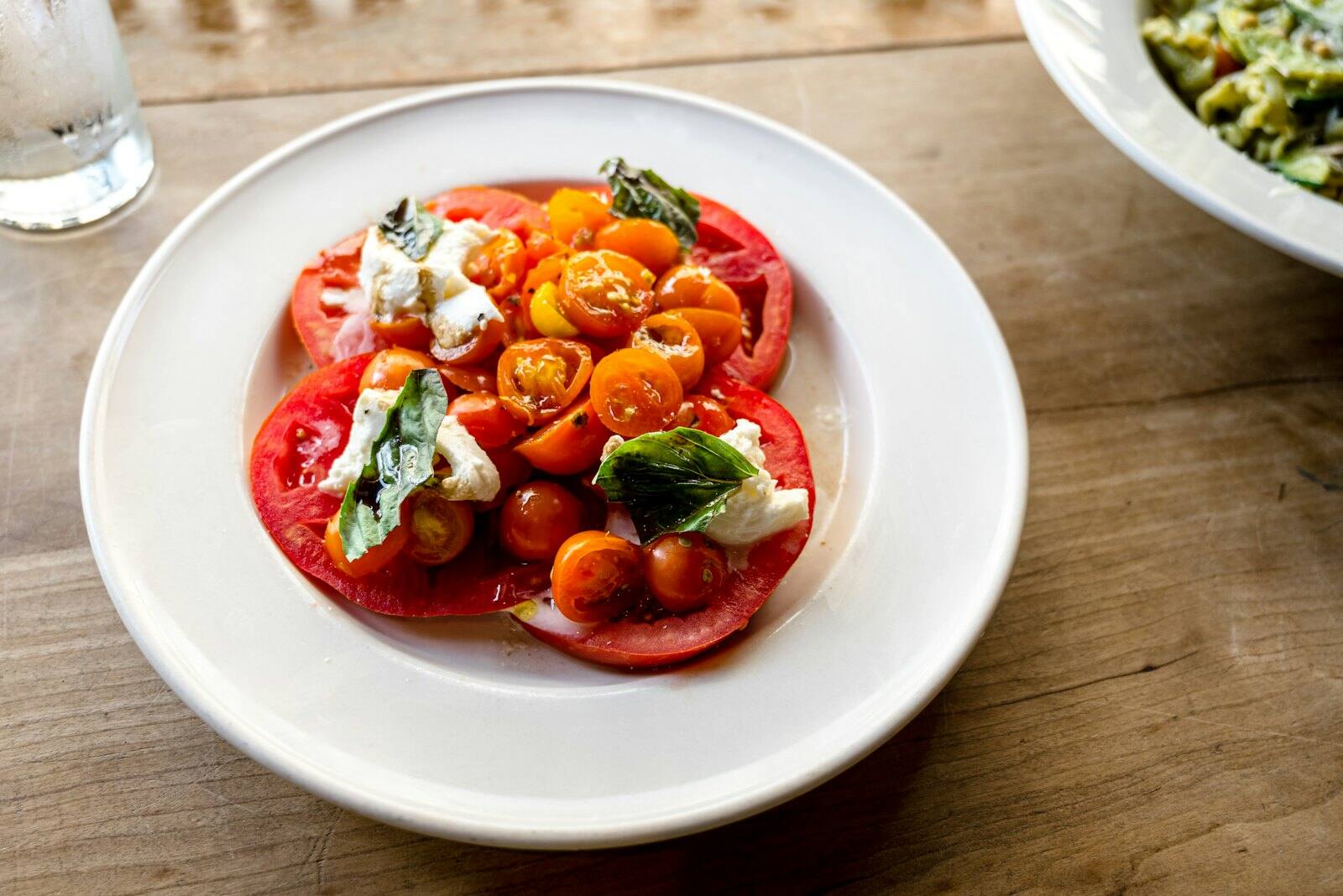 Heirloom tomato and stone fruit course at Saffra
