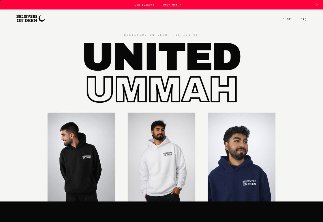 Believers On Deen e-commerce store built by Synilogix